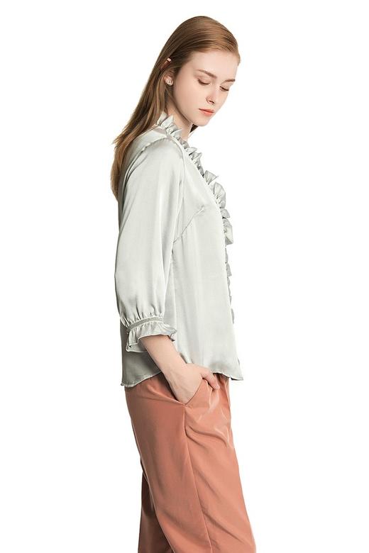 NOIR 灰色睡衣风木耳边上衣 1858 商品图1