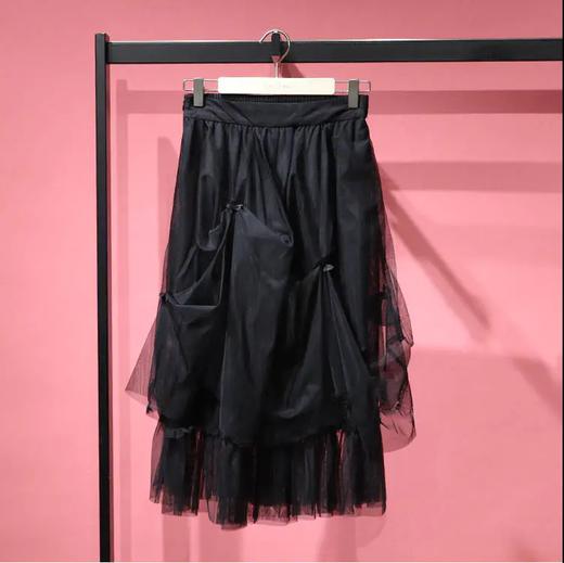 太平鸟女装装饰网纱长裙A2GFC2124黑色 商品图0