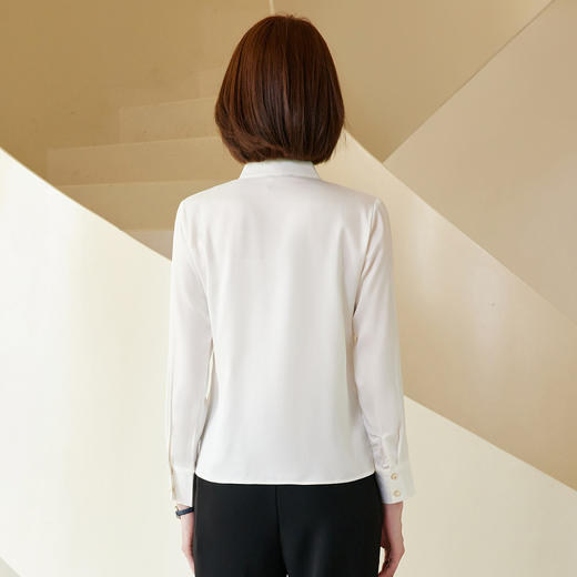 罗蒙春夏女士长袖衬衫经典小方领商务通勤职业OL休闲百搭衬衫女 商品图4