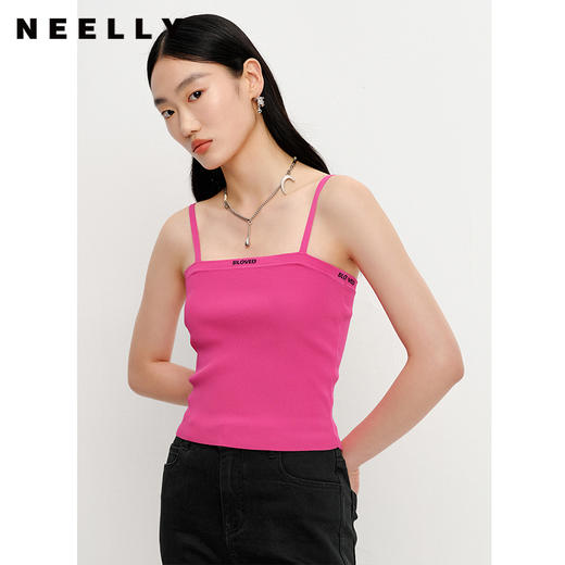 NEELLY纳俪商场同款夏季新款平口针织衫吊带小背心内搭显瘦上衣N23042A01033 商品图1