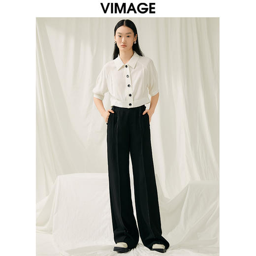 VIMAGE纬漫纪夏季新款简约短款衬衫女上衣衬衣V1909512 商品图1