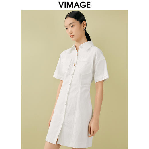 VIMAGE纬漫纪夏季新款时尚百搭简约通勤衬衫连衣裙V1907517 商品图2