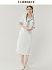 Famecoco范可儿宽松直筒T恤连衣裙夏季复古印花开叉长裙FAB3FA079 商品缩略图3