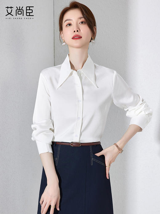 白色衬衫女小个子夏季薄款2023年新款职业上衣显瘦内搭薄款白衬衣 商品图1