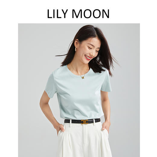 【夏季定制】LILY MOON情侣款天丝汉麻V领圆领气质休闲纯色短袖T恤（全部‘’现货 商品图5