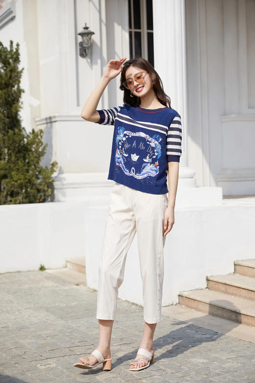 奇威【铜氨纤维 55%】撞色拼接T恤 0DB00143 商品图11