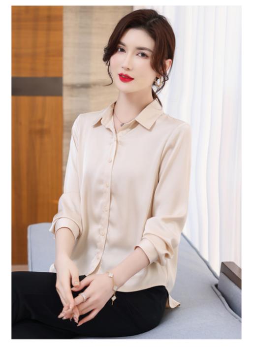 【简牧羊真丝缎面衬衫】质感一绝的真丝缎面轻奢衬衫来啦！！真丝缎面的光泽感，超赞的柔顺度和垂坠感❗ 商品图10