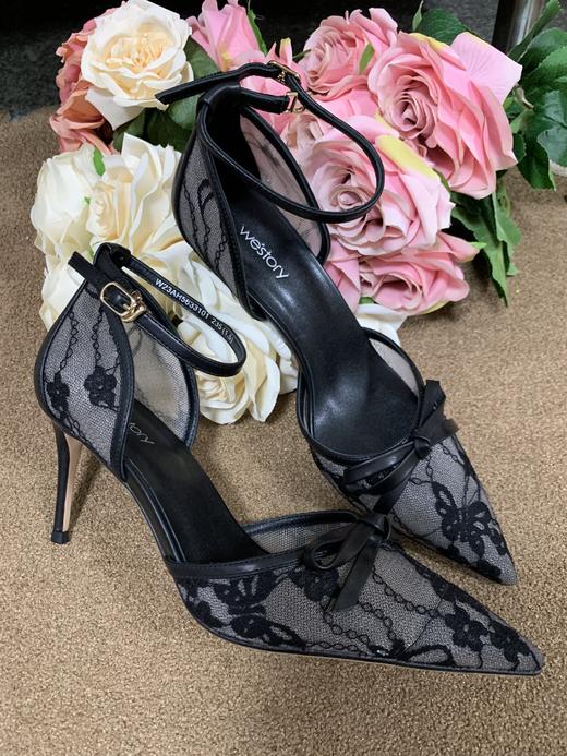 westory女鞋2023夏季新款尖头高跟细跟包头一字带后空鞋56331 商品图7