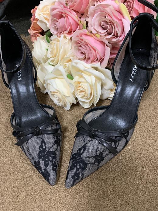 westory女鞋2023夏季新款尖头高跟细跟包头一字带后空鞋56331 商品图3