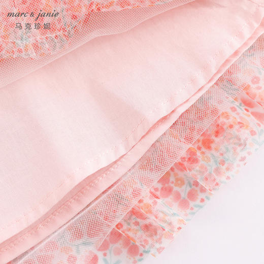 马克珍妮新款夏装 女童田园风郁金香花卉网纱连衣裙231050 商品图5