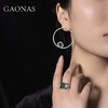 GAONAS 925银锆石耳饰 高纳仕 摩登系列方绿色圈耳钉 GE61500 商品缩略图3