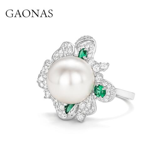 GAONAS 925银锆石戒指 高纳仕  气质优雅绿与珠戒指XJ122200 商品图2