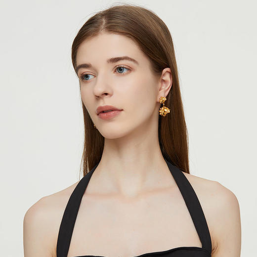 盐岛熔蜡大小块耳环 独特轻奢高级镀金熔岩耳饰 商品图2