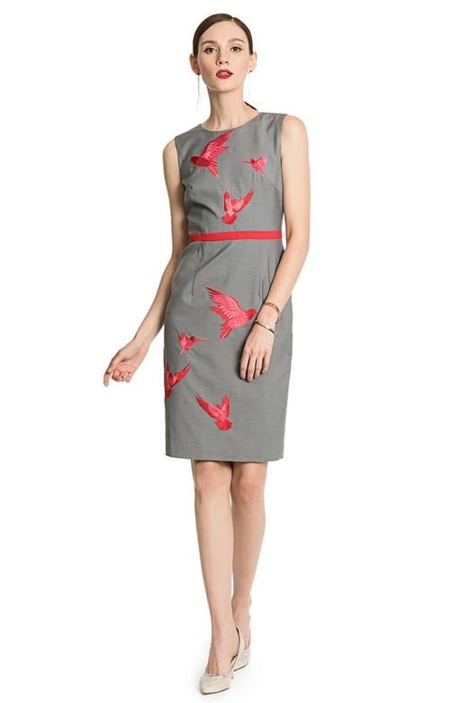 NOIR 飞鸟印花束腰连身裙 2756 商品图0