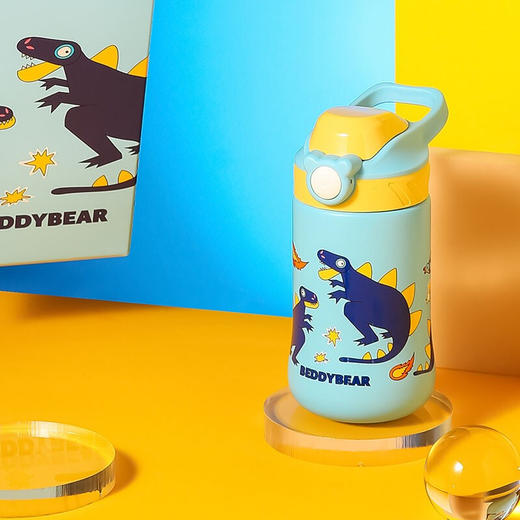 杯具熊（BEDDYBEAR） 儿童保温杯 户外便携吸管杯380ml（机械恐龙/猫咪天使/海的女儿/狐狸城堡） 商品图6