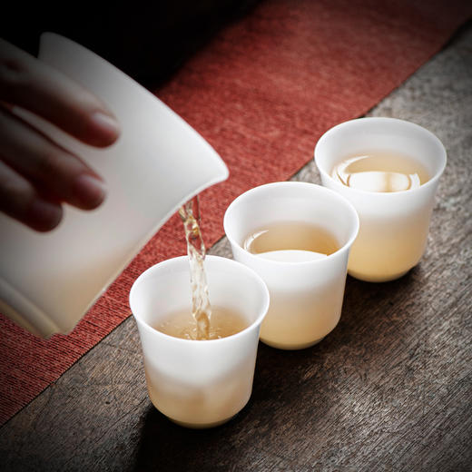 冰种玉瓷一号聚香杯10入  白瓷茶杯羊脂玉功夫陶瓷杯子品茗杯手工 商品图4