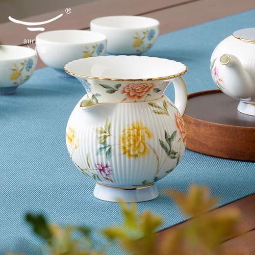 【国瓷·永丰源】月亮时光 浮雕茶具 8头套装 办公室喝茶杯茶具 4人位-圆丰版 商品图3