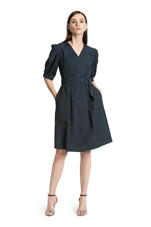 NOIR V领泡泡袖连衣裙 2543 商品图1