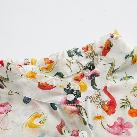 谜底碎花露肩袖衬衫女2023夏季新款气质立领花色衬衣短袖236MC7099 商品图3