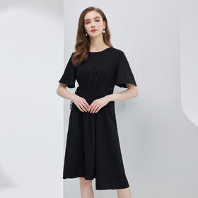 RF8E5斯尔丽瑟俪2023夏季新款腰部抽皱不规则连衣裙气质显瘦A摆裙