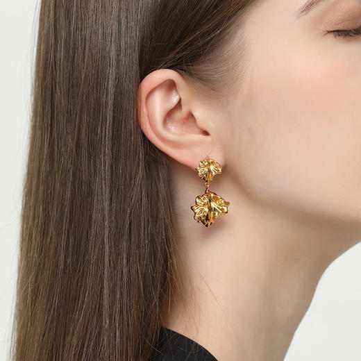 盐岛熔蜡大小块耳环 独特轻奢高级镀金熔岩耳饰 商品图0