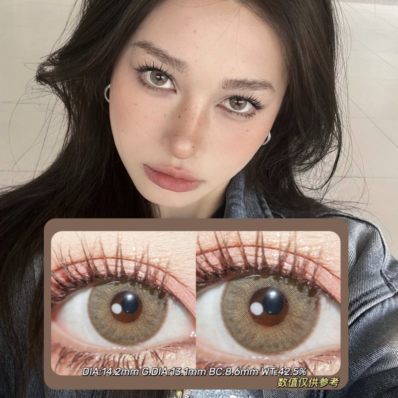 Nine Beauty年抛·B022迪拜棕·14.2mm(着色参考13.1mm) 0-800度(无525/575) 韩产进口·(建议佩戴6-8个月左右更换)