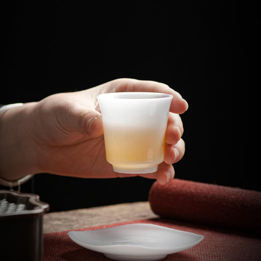 冰种玉瓷一号聚香杯10入  白瓷茶杯羊脂玉功夫陶瓷杯子品茗杯手工 商品图2