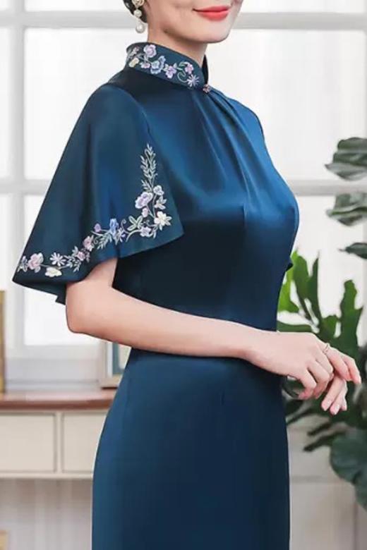 首玺 缎面刺绣旗袍式连衣裙 11963 商品图3