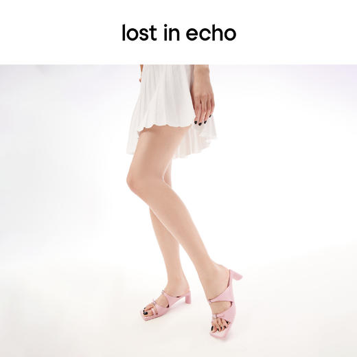 lost in echo设计师品牌小众休闲时尚方头双扣带低跟小高跟凉拖女 商品图3