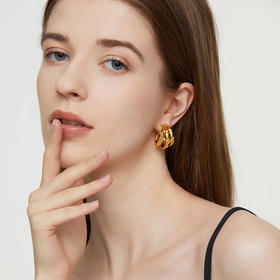 盐岛ART熔蜡三圈耳环 高级感轻奢经典复古法式风耳饰