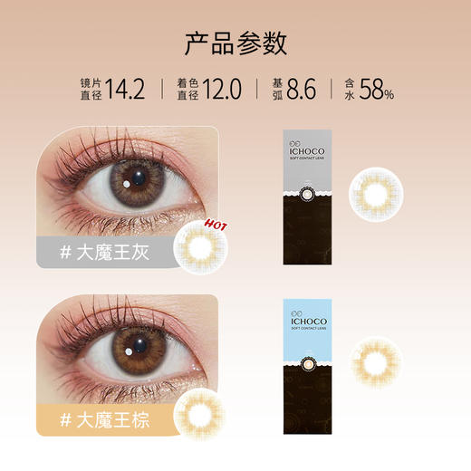 ICHOCO大魔王日抛 | 韩国进口镇店爆款 着色直径12.0mm 棕灰两色10片装 商品图1
