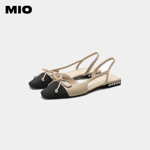 MIO米奥夏季闪钻低跟时装凉鞋舒适清爽蝴蝶结小香风包头凉鞋女鞋M232287717 商品图3