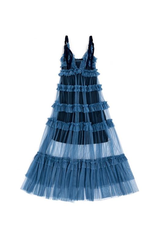 SUMMER & SAGE 蓝色透视纱质长裙 2954 商品图5