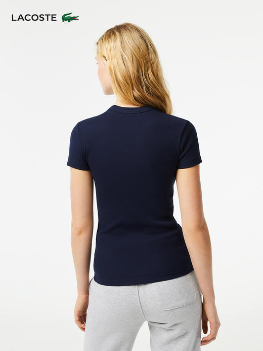 【海南专供价】Lacoste法国鳄鱼女装新款休闲修身舒适纯色圆领T恤TF5538-10 商品图2