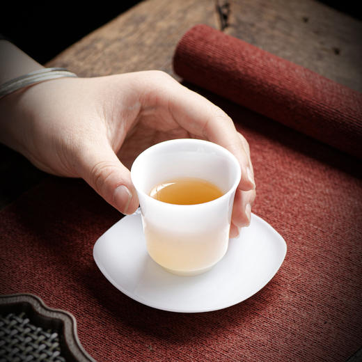 冰种玉瓷一号聚香杯10入  白瓷茶杯羊脂玉功夫陶瓷杯子品茗杯手工 商品图3