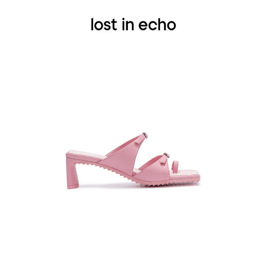 lost in echo设计师品牌小众休闲时尚方头双扣带低跟小高跟凉拖女 商品图1