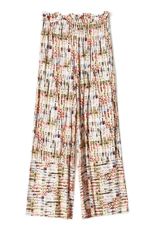 SUMMER & SAGE 拼色丝缎阔腿裤 2189 商品图4