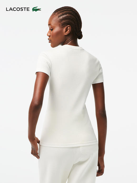 【海南专供价】Lacoste法国鳄鱼女装新款休闲修身舒适纯色圆领T恤TF5538-10 商品图5