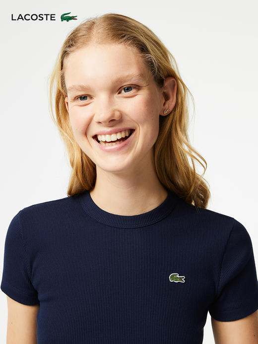 【海南专供价】Lacoste法国鳄鱼女装新款休闲修身舒适纯色圆领T恤TF5538-10 商品图1