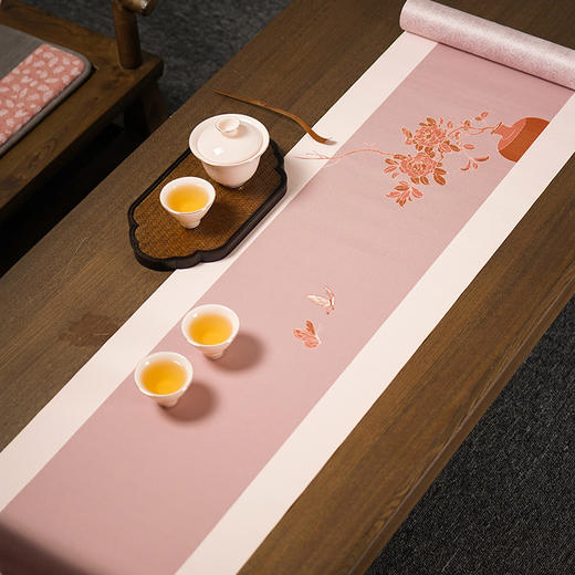 形相茶席 轻描素绘 春夏新品防水防滑套装禅意中国风可裁剪茶台布桌旗新中式 商品图7