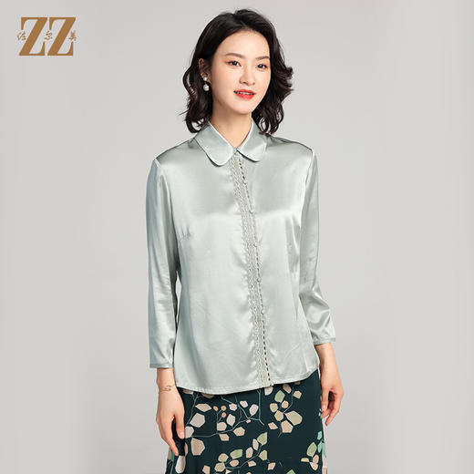 夏季新款 气质时尚九分袖桑蚕丝真丝衬衣女E22CS01 商品图3