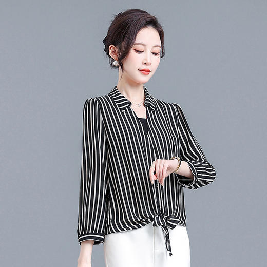 AH-23A1560-L条纹简约宽松休闲时尚雪纺衫 商品图2