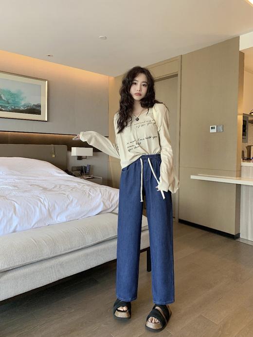 【SMASHADOW 】楔影牛仔休闲阔腿裤！专为亚洲女性体型定制，优质面料！柔软舒适，自然垂顺，轻奢质感，不挑年龄段，所有姐妹都能吼得住，松紧腰+抽绳设计，穿脱方便无束缚 修饰腿型第一名！ 商品图1