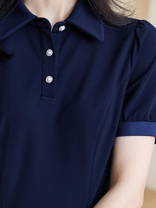 【2XL预售7天】米思阳2026夏季新款时尚通勤Polo连衣裙修身显瘦大摆中长裙子0969/1202 商品图3