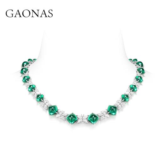GAONAS 坠链均925银锆石 高纳仕 轻奢时尚绿糖塔颈链GX128666 商品图0