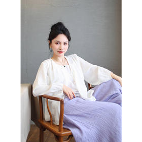 【线上专属】V领衬衫（23710167-凝脂）