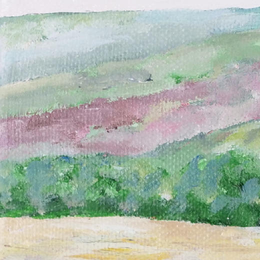 张捷《山的那边有什么？桃花源之一》油画 10CM*30CM 约0.3平尺 布面（已装框）【原作编号YH0009】 商品图3