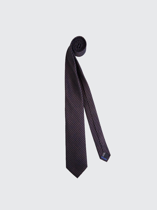 callisto棕褐色斜条纹领带 丝绵混纺SOCTE005BR 商品图0