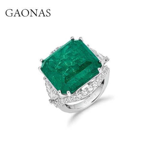 GAONAS 925银锆石戒指 富婆的霸气气场全开绿色戒指 GJ033830 商品图0