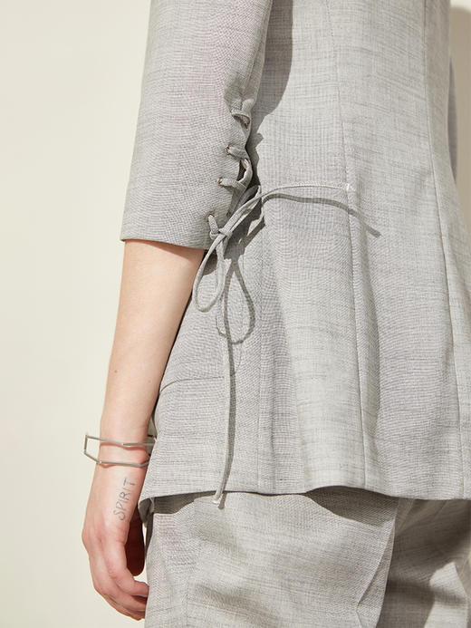 西嘉C+IMPRESS/西嘉原创仿亚麻西装套装女中长款薄款外套休闲套装 商品图2